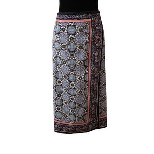 Sag Harbor Faux Wrap Maxi Skirt Navy Pink Purple Size‎ 12 petite